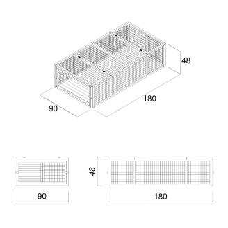 Recinto in Legno per piccoli Animali Farm 8 - 180x90x48 cm