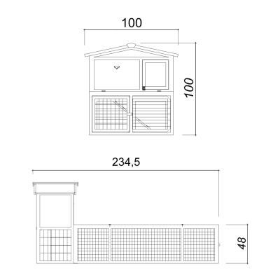 Casetta per animali su Due Livelli Farm 9 con Recinto Farm 8 – Rifugio e Spazio Sicuro in Legno