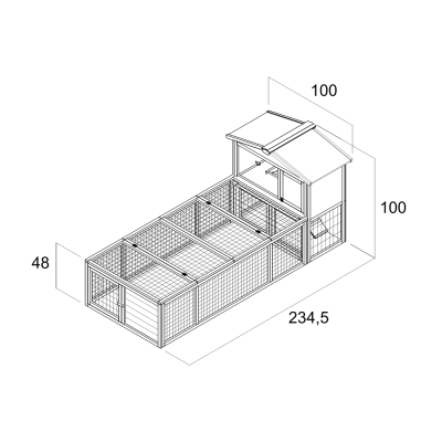 Casetta per animali su Due Livelli Farm 9 con Recinto Farm 8 – Rifugio e Spazio Sicuro in Legno