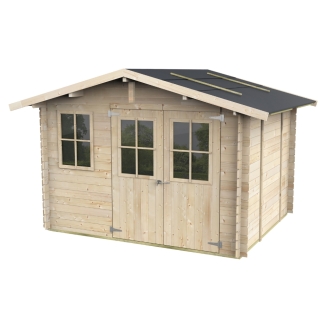 Casetta da giardino in legno Olivia 3x2,5 m con finestra e porta doppia finestrata – Blockhouse 25 mm con pavimento
