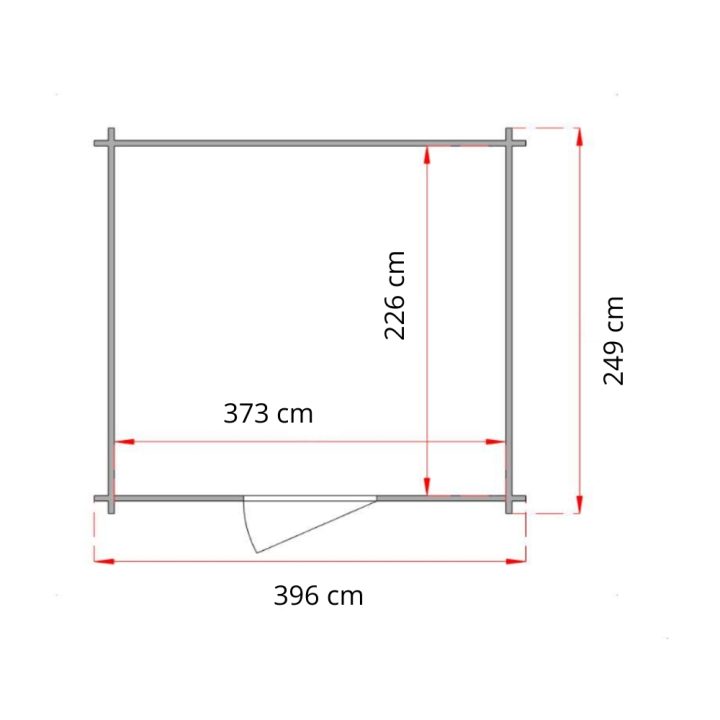 Casetta in legno da giardino Diana 4x2,5 m Blockhouse 25 mm – Porta doppia finestrata e finestra