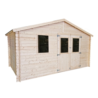 Casetta in legno da giardino Diana 4x2,5 m Blockhouse 25 mm – Porta doppia finestrata e finestra