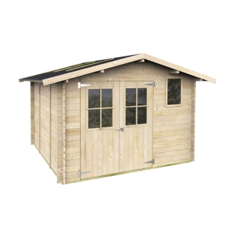 Casetta in legno da giardino Matilde 3x3 m Blockhouse 25 mm con pavimento – Porta doppia finestrata e finestra