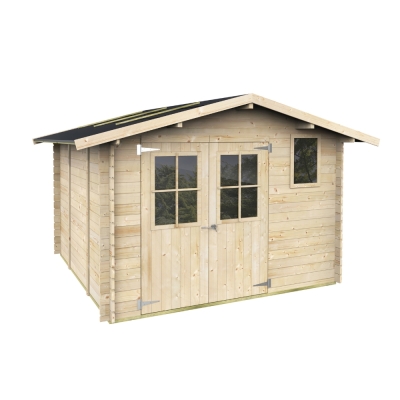 Casetta in legno da giardino Matilde 3x3 m Blockhouse 25 mm con pavimento – Porta doppia finestrata e finestra