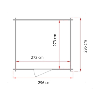 Casetta in legno da giardino Matilde 3x3 m Blockhouse 25 mm con pavimento – Porta doppia finestrata e finestra