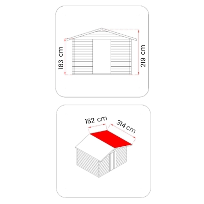 Casetta in legno da giardino Matilde 3x3 m Blockhouse 25 mm con pavimento – Porta doppia finestrata e finestra