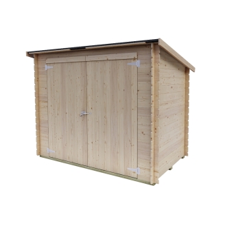 Casetta in Legno Addossata Oscar 218x130 cm con Pavimento e Doppia Porta