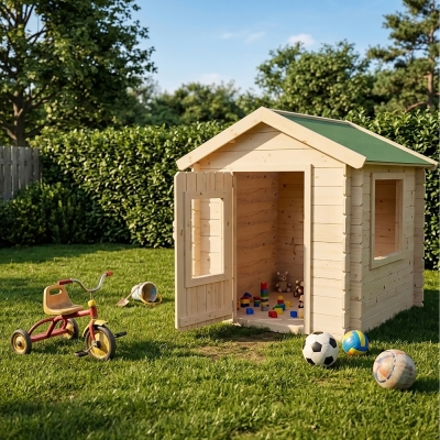 Casetta in legno per bambini Heidi 1x1 m Blockhouse 12 mm con porta e finestra
