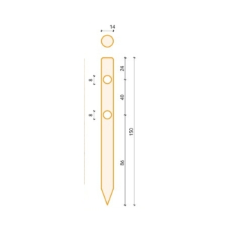 Palo Tondo in Legno Impregnato in Autoclave 14x150 cm con Punta e 2 Fori – Palo per Recinzioni e Giardino