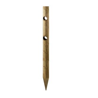 Palo Tondo in Legno Ø12x150 cm con Punta e 2 Fori Ø8 cm  Impregnato Autoclave