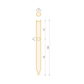 Palo Tondo in Legno Impregnato in Autoclave Ø12x150 cm con Punta, Sella e Foro