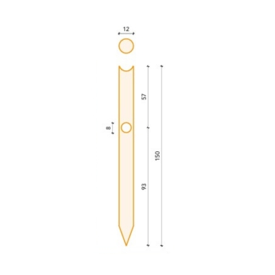 Palo Tondo in Legno Impregnato in Autoclave Ø12x150 cm con Punta, Sella e Foro
