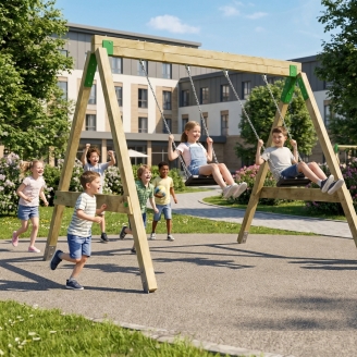 Altalena in Legno FunForte Swing a Due Posti per Uso Pubblico