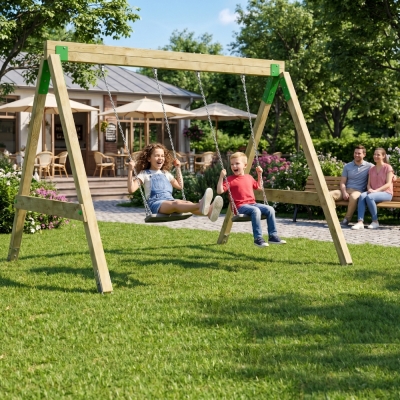 Altalena in Legno FunForte Swing a Due Posti per Uso Pubblico