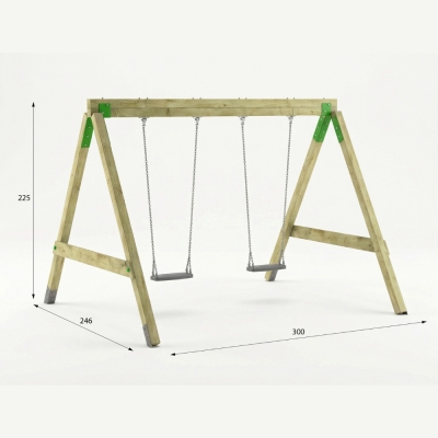 Altalena in Legno FunForte Swing a Due Posti per Uso Pubblico