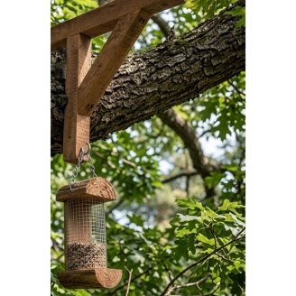 Mangiatoia per Uccelli Robin in Legno di Conifera 7x10x19,5 cm