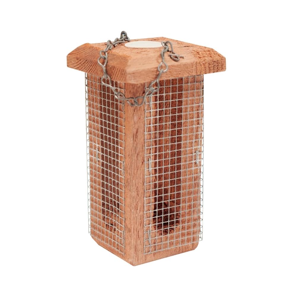 Mangiatoia per Uccelli Finch in Legno di Conifera 10,5x10,5x18,5 cm