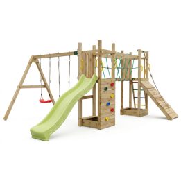 Parco giochi in legno  Fungoo Maxi Exposure con scivolo, altalene, ponte e arrampicata