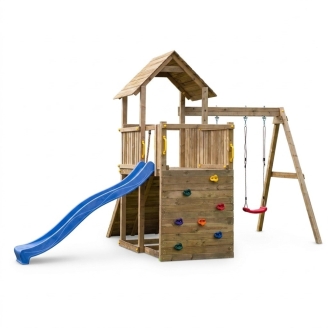 Scivolo Altalena e Arrampicata in legno Fungoo® Carol 3 gioco in legno per giardino