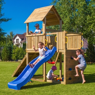 Scivolo Altalena e Arrampicata in legno Fungoo® Carol 3 gioco in legno per giardino