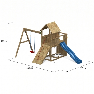 Scivolo Altalena e Arrampicata in legno Fungoo Carol 3 gioco in legno per giardino