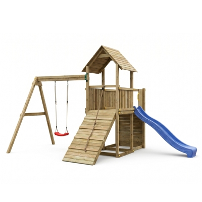 Scivolo Altalena e Arrampicata in legno Fungoo Carol 3 gioco in legno per giardino