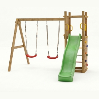 Scivolo e Altalena in legno Fungoo® Funny 3 gioco in legno per giardino