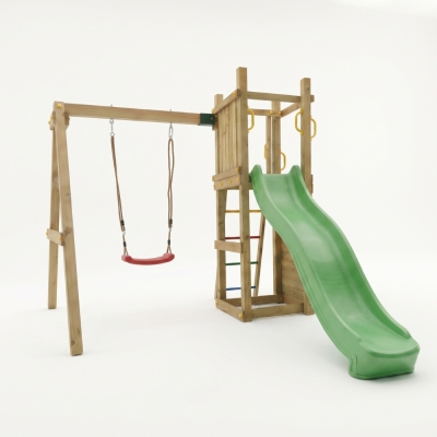 Scivolo e Altalena in legno Fungoo Funny 3 gioco in legno per giardino